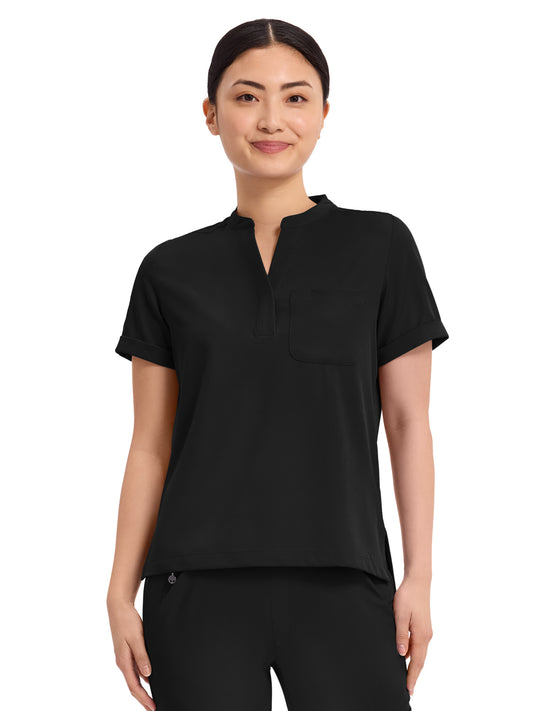 Women's 1-Pocket Macy Mandarin Top - 650 - Black