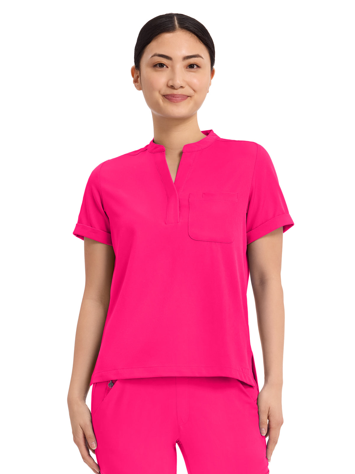 Women's 1-Pocket Macy Mandarin Top - 650 - Carnation Pink