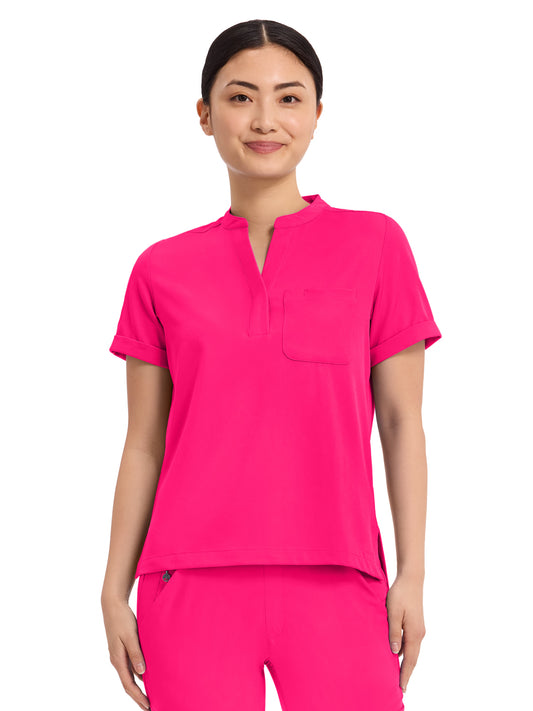 Women's 1-Pocket Macy Mandarin Top - 650 - Carnation Pink