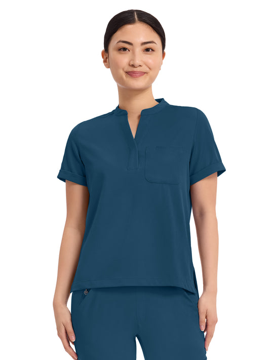 Women's 1-Pocket Macy Mandarin Top - 650 - Caribbean