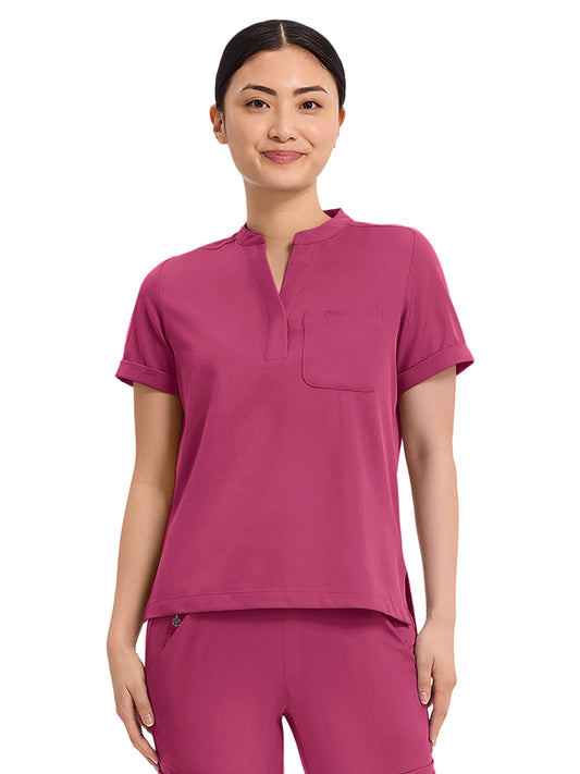 Women's 1-Pocket Macy Mandarin Top - 650 - Cherry Wine