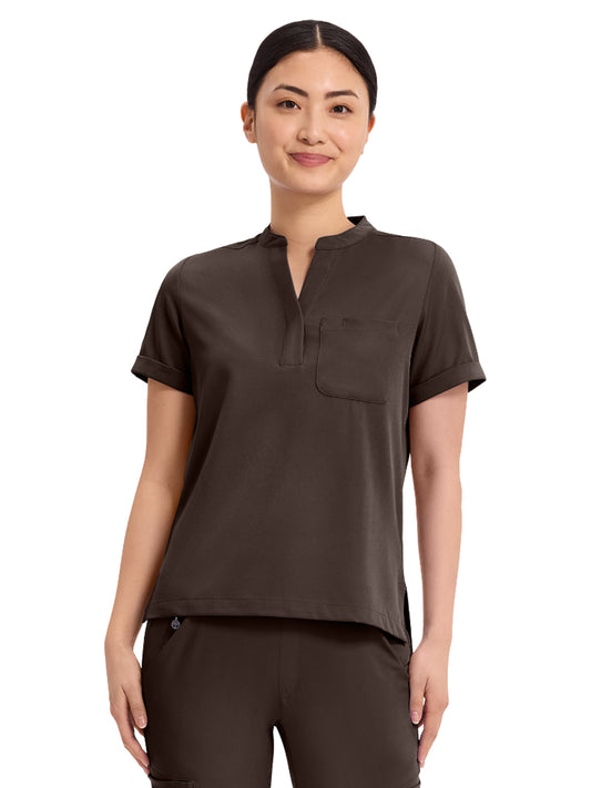 Women's 1-Pocket Macy Mandarin Top - 650 - Dark Chocolate