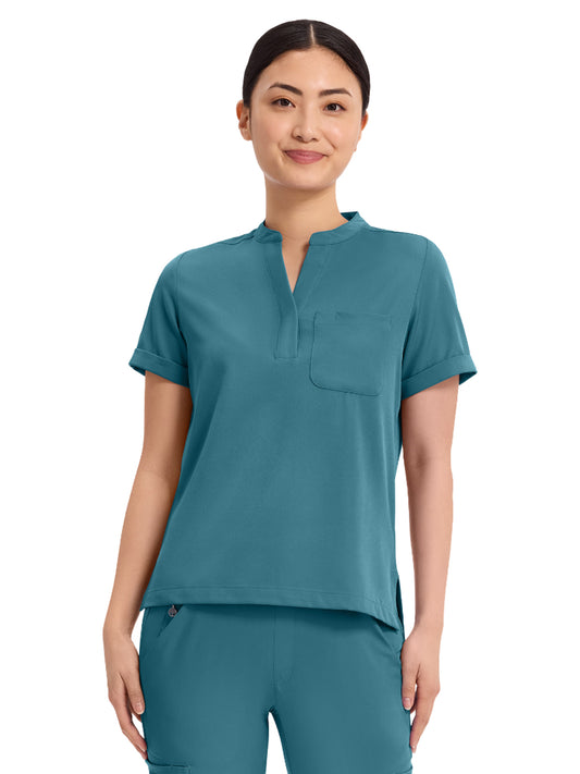 Women's 1-Pocket Macy Mandarin Top - 650 - Fresh Blue