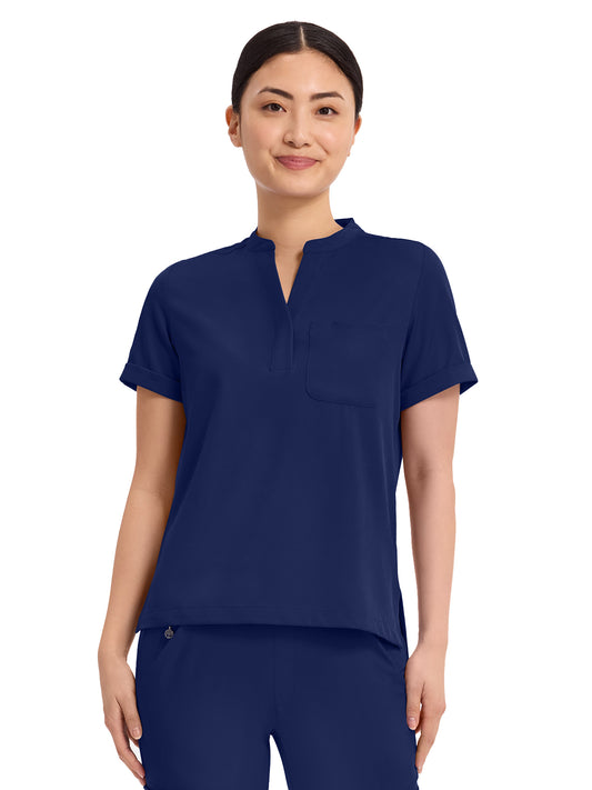 Women's 1-Pocket Macy Mandarin Top - 650 - Navy