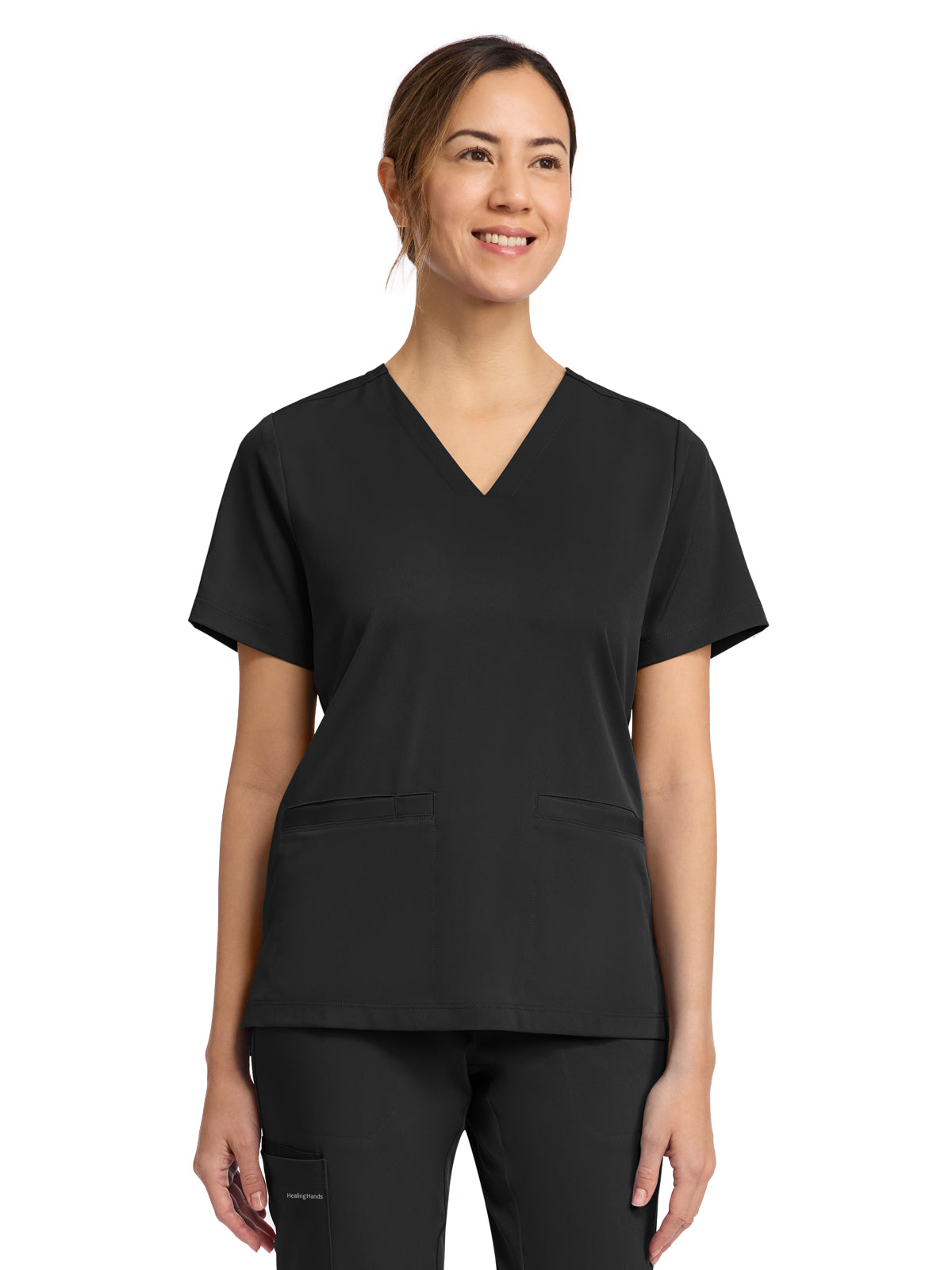 Women's 3-Pocket V-Neck Top - 653 - Black