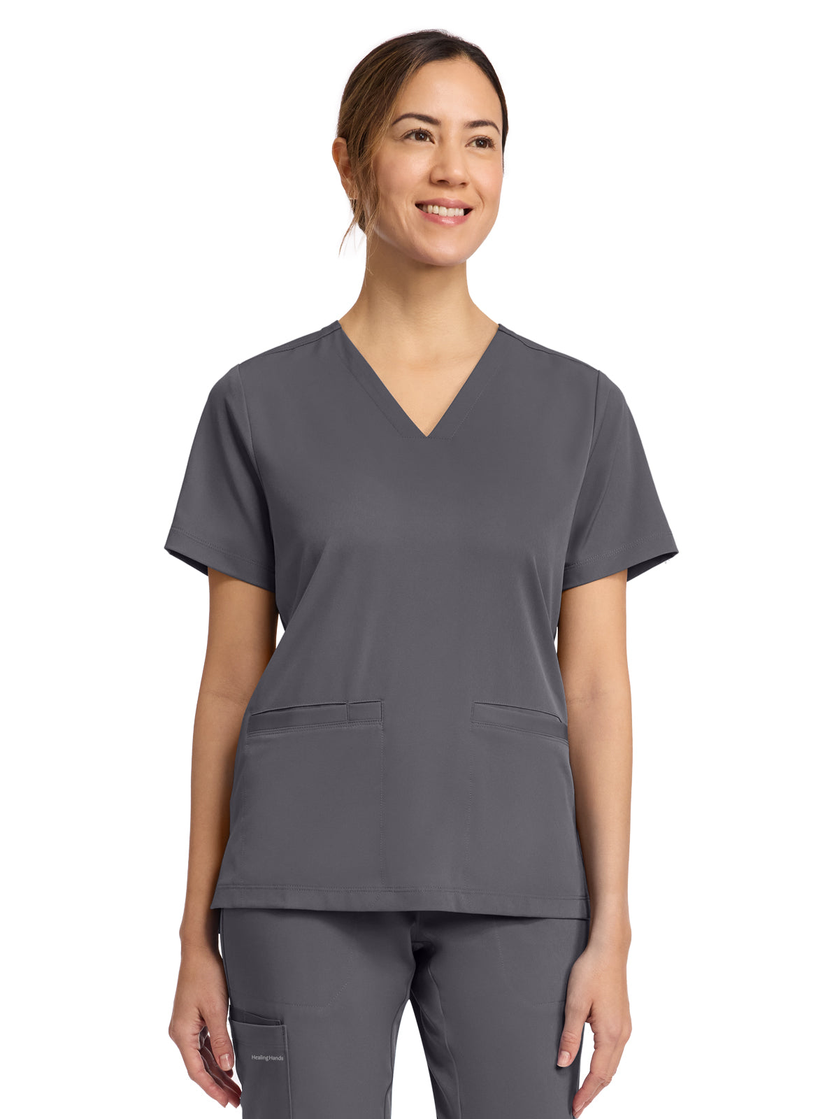 Women's 3-Pocket V-Neck Top - 653 - Pewter