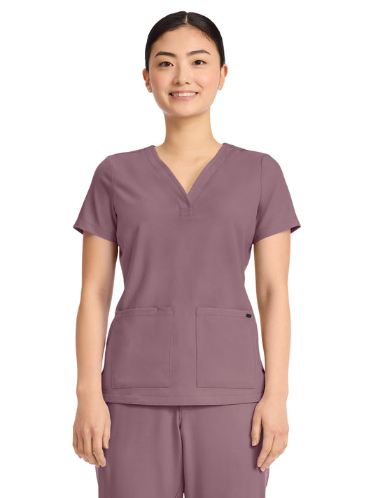 Women's 3-Pocket Y-Neck Top - 751 - Elderberry