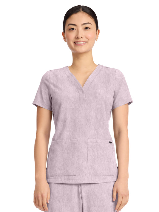 Women's 3-Pocket Y-Neck Top - 751 - Pink Pearl