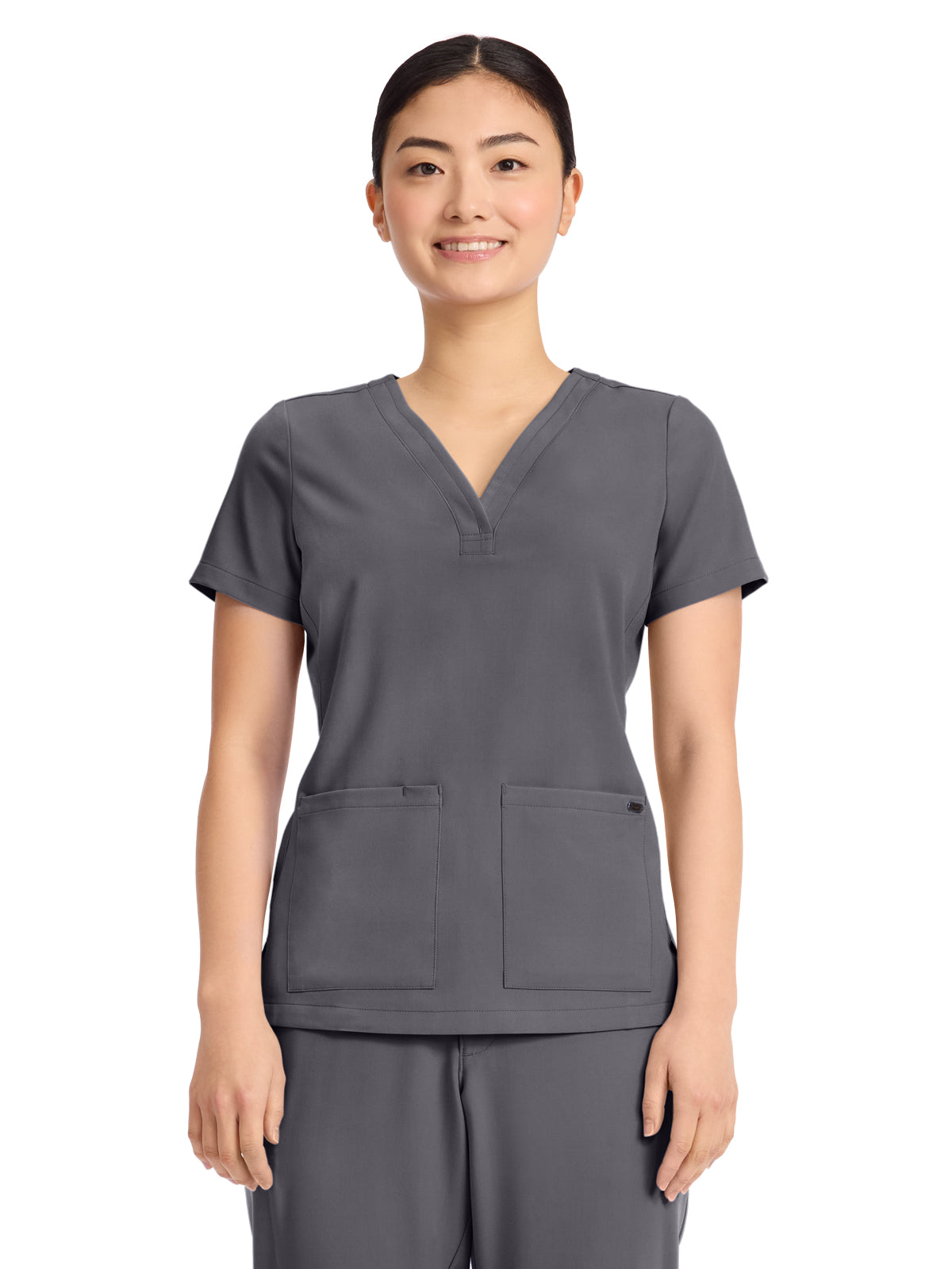 Women's 3-Pocket Y-Neck Top - 751 - Pewter
