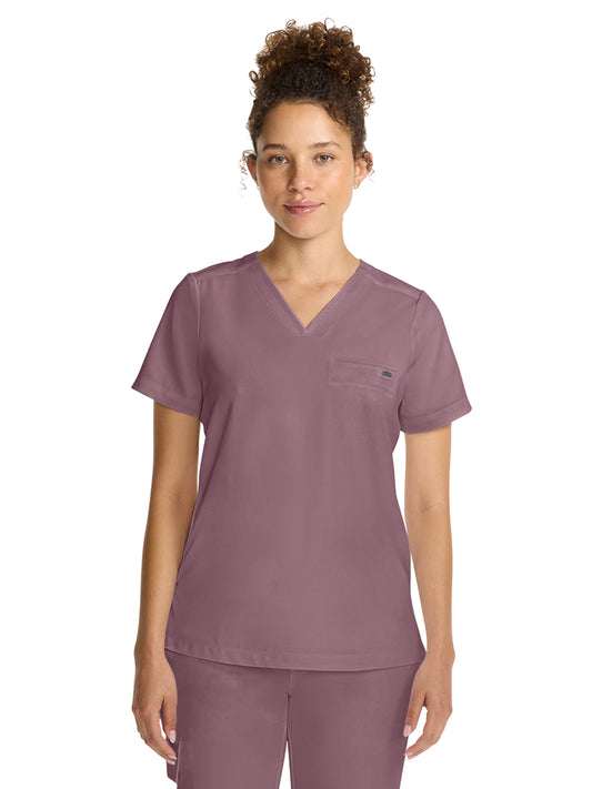 Women's 1-Pocket V-Neck Top - 755 - Elderberry