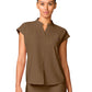 Women's 1-Pocket Mandarin Collar Top - 757 - French Brown