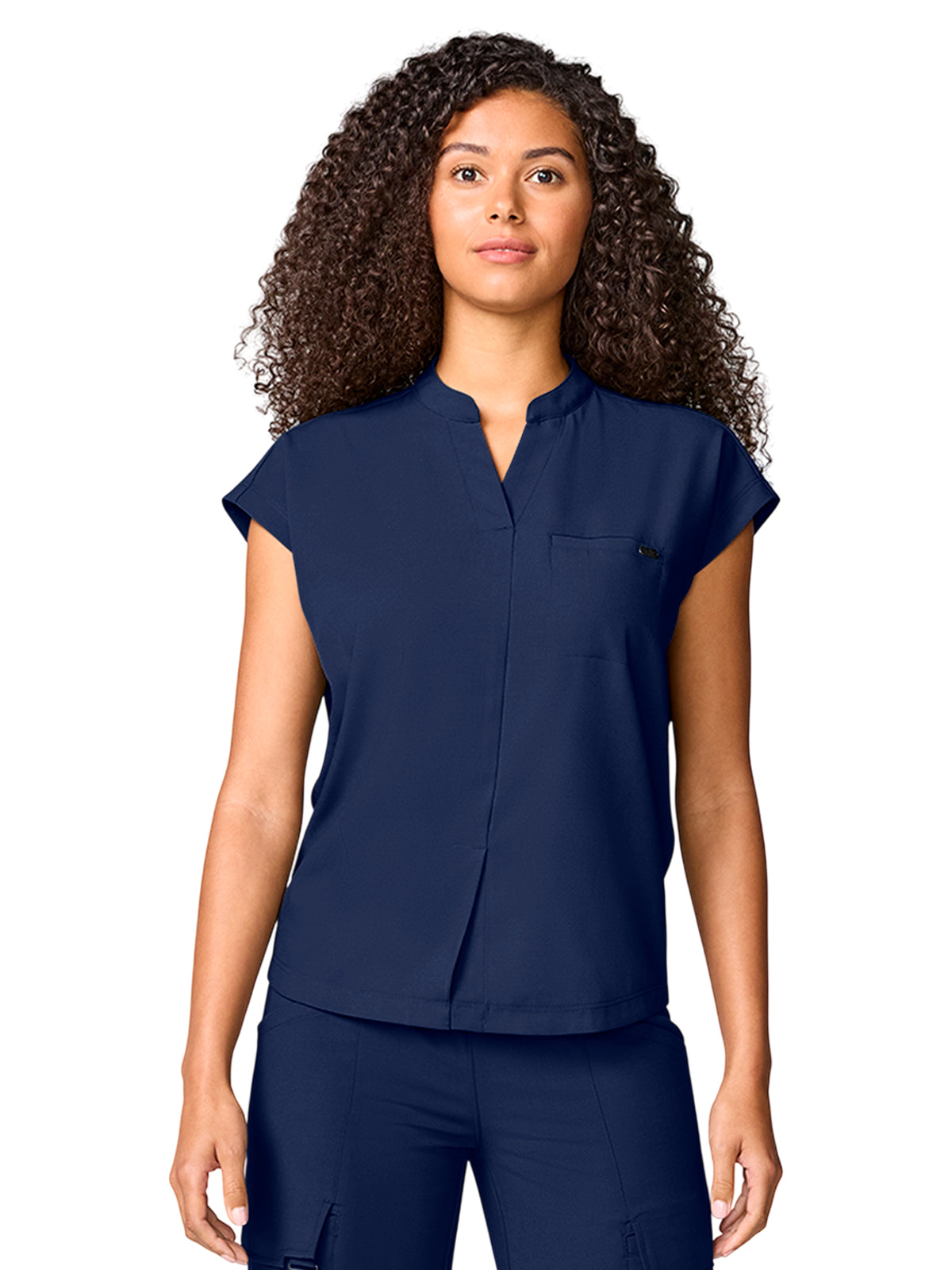 Women's 1-Pocket Mandarin Collar Top - 757 - Navy