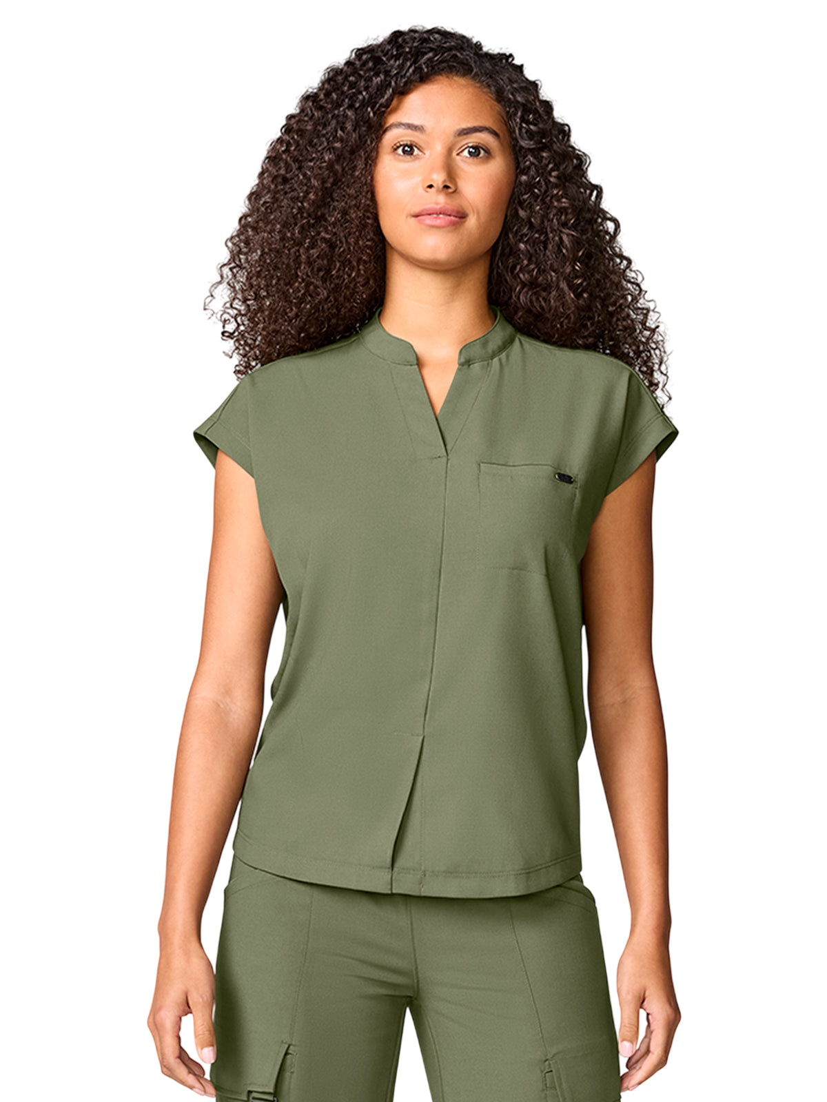 Women's 1-Pocket Mandarin Collar Top - 757 - Olive