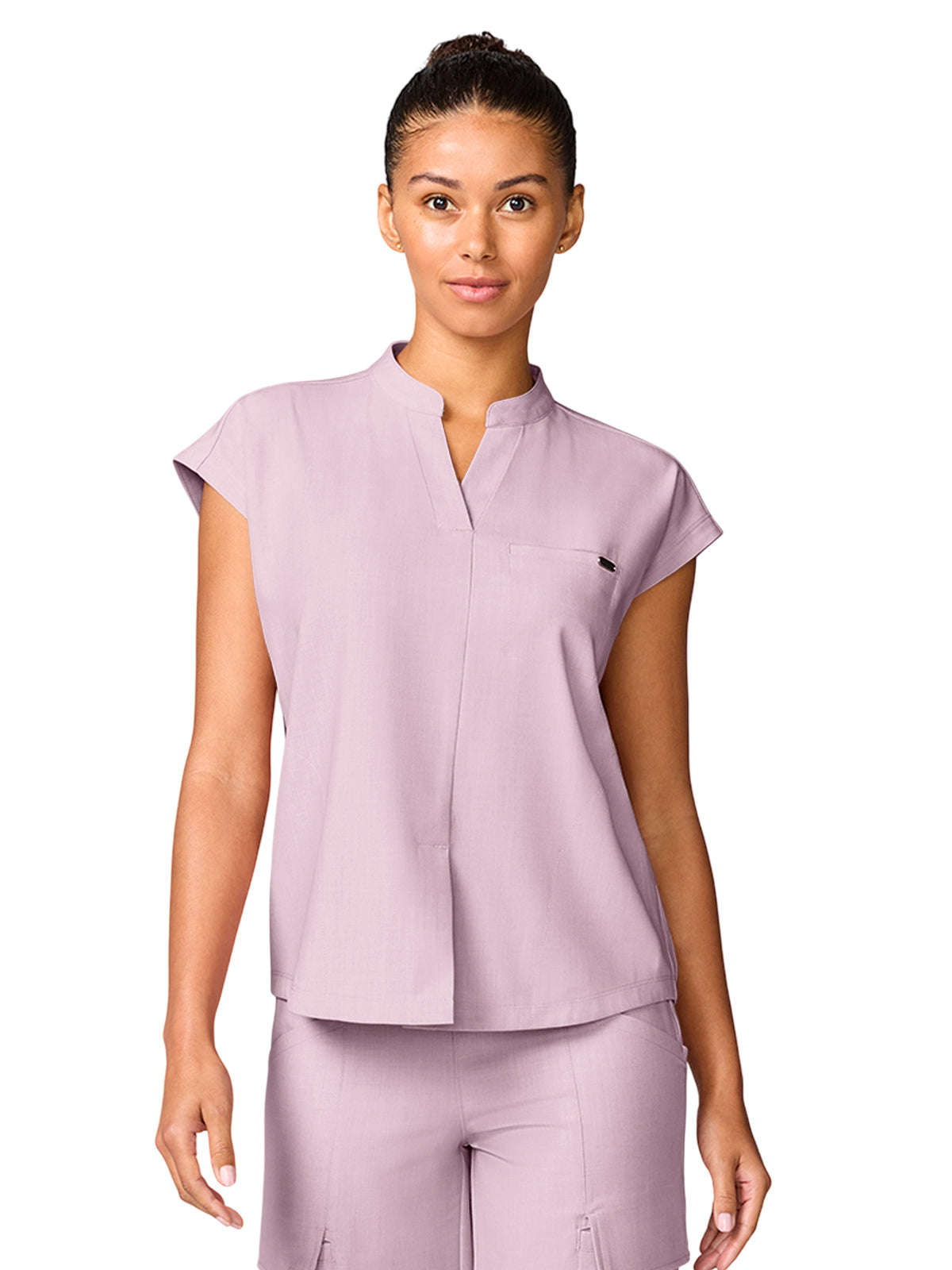 Women's 1-Pocket Mandarin Collar Top - 757 - Pink Pearl