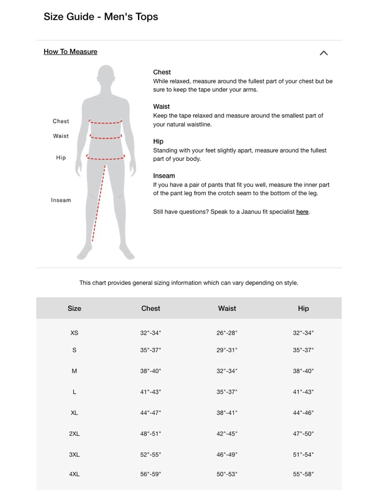 SIZECHART