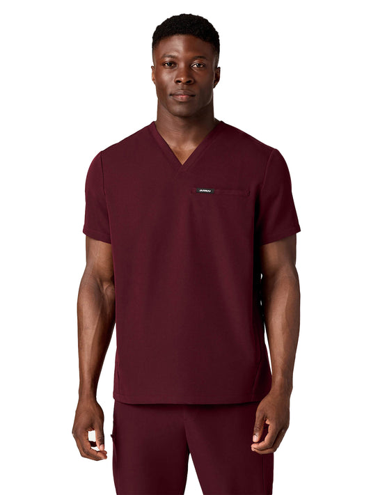 Men's 3-Pocket V-Neck Platt Top - M10002 - Burgundy