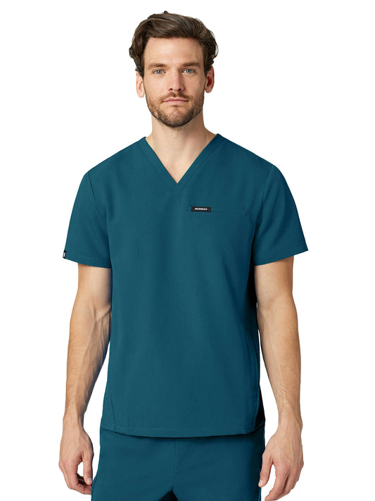 Men's 3-Pocket V-Neck Platt Top - M10002 - Caribbean Blue