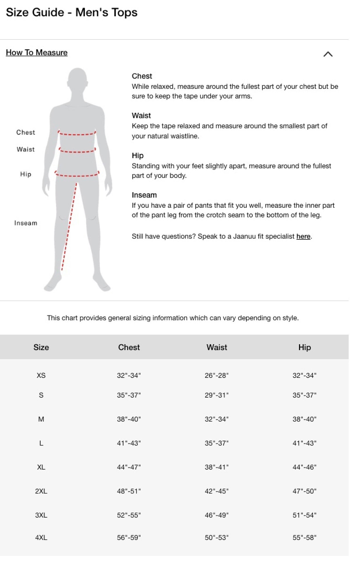 SIZECHART
