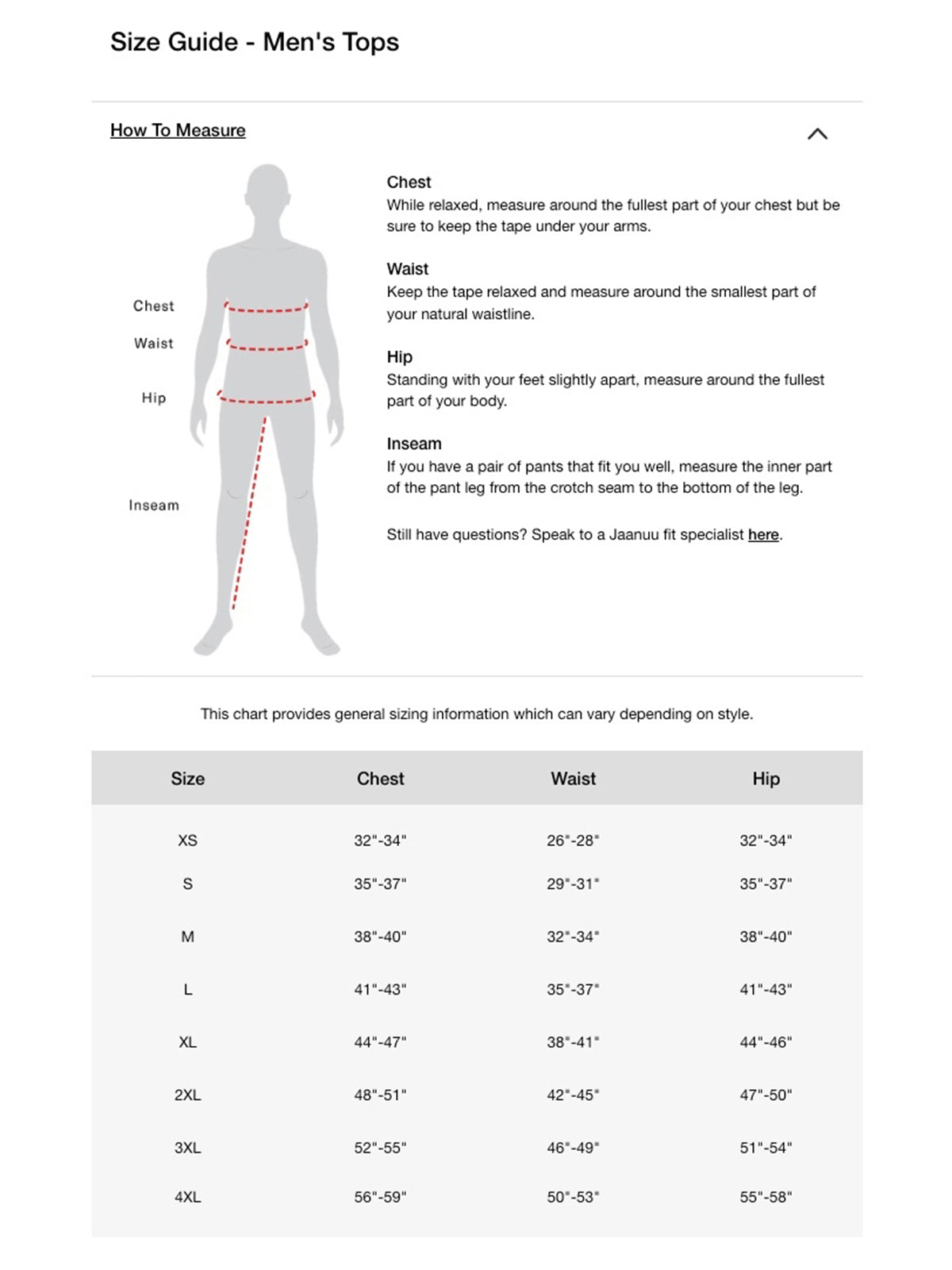 SIZECHART