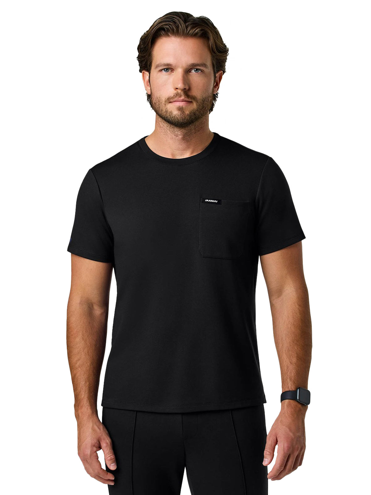 Men's One-Pocket Finn Crewneck ULTRAsoft Scrub Top - M30003 - Black