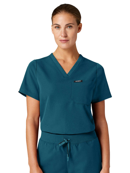 Women's Everyday V-Neck Rhena Top - W10001 - Caribbean Blue