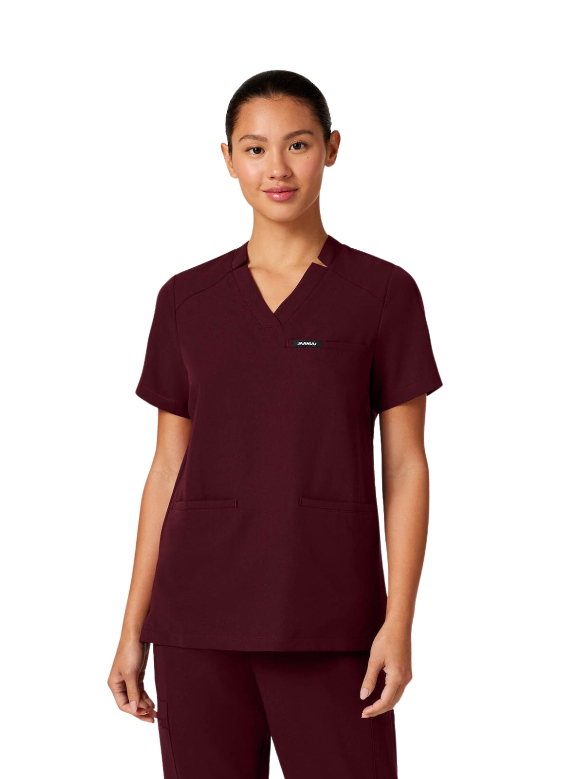 Women's Notched V-Neck Helia Top - W10002 - Burgundy