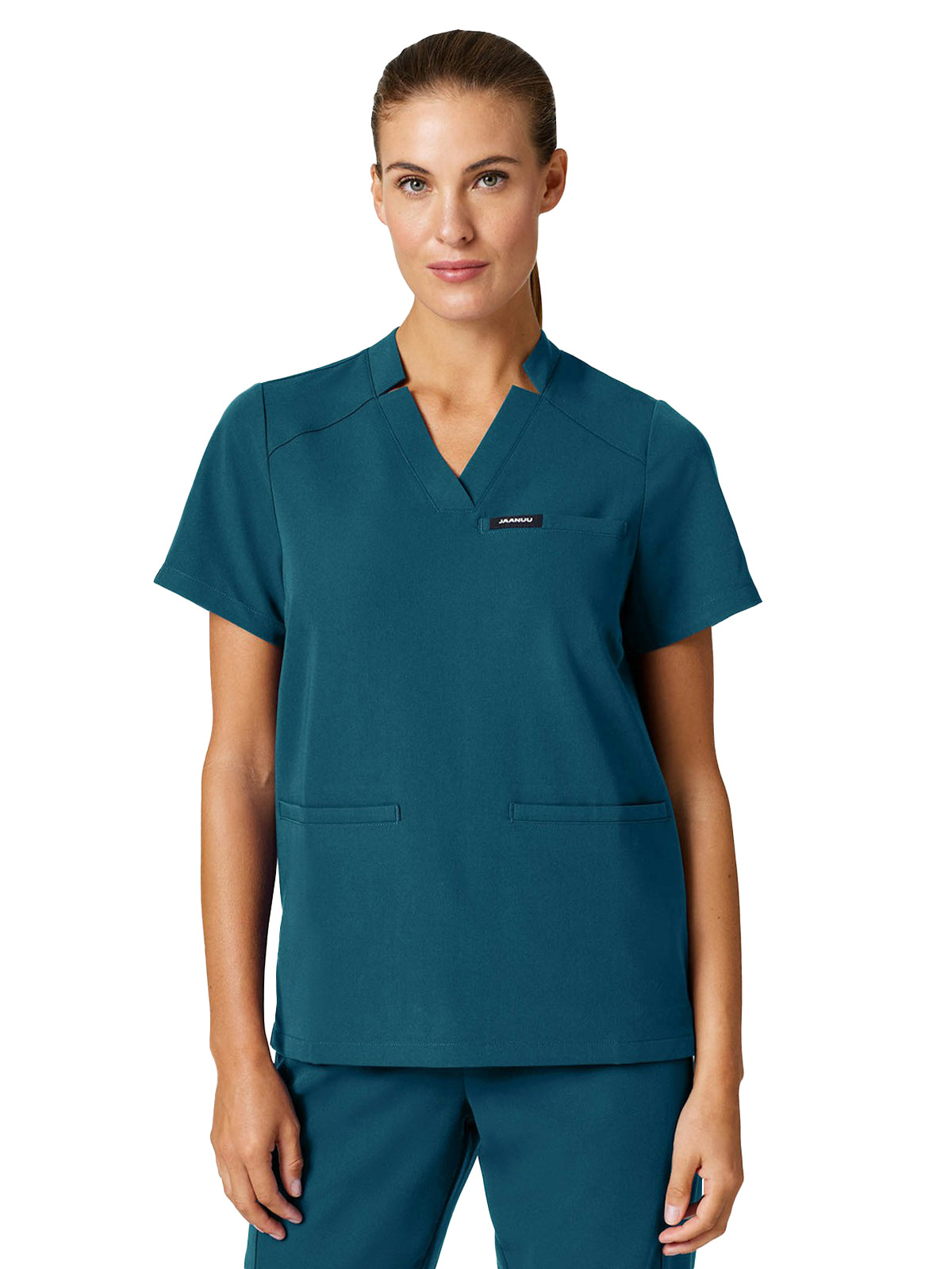 Women's Notched V-Neck Helia Top - W10002 - Caribbean Blue