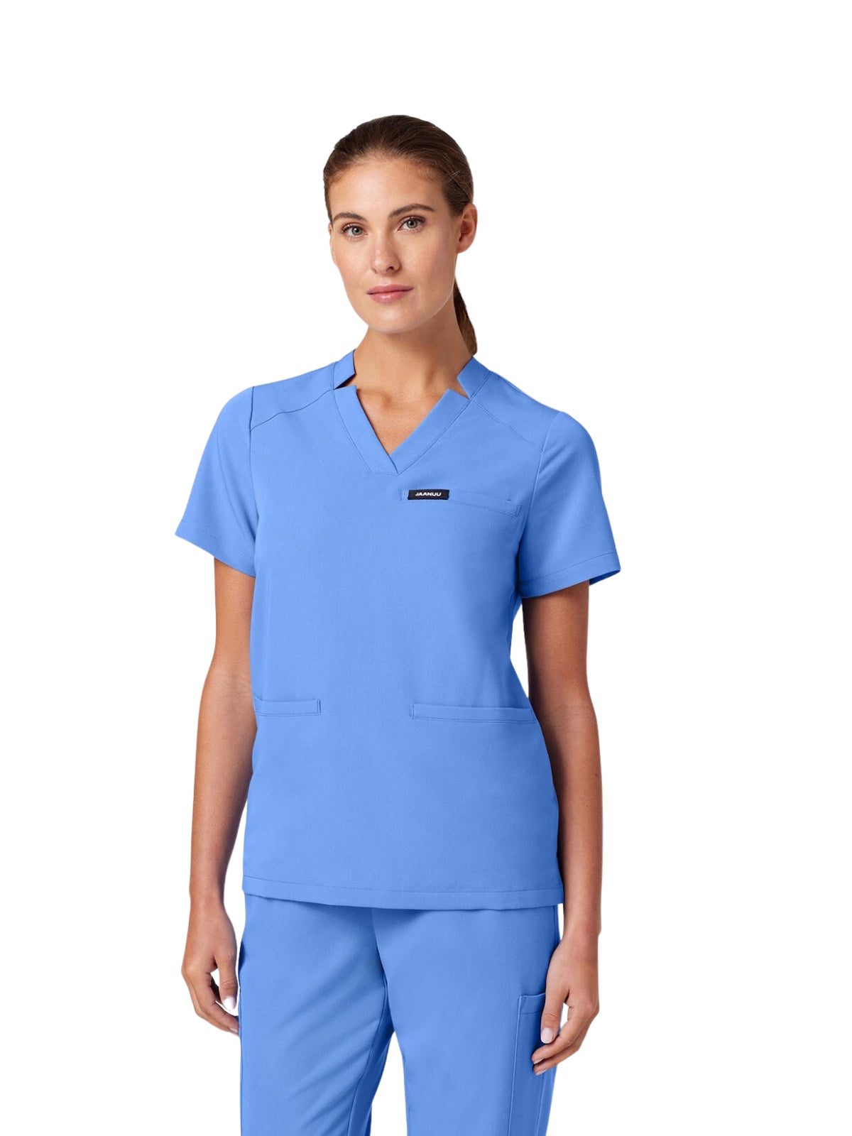 Women's Notched V-Neck Helia Top - W10002 - Ceil Blue