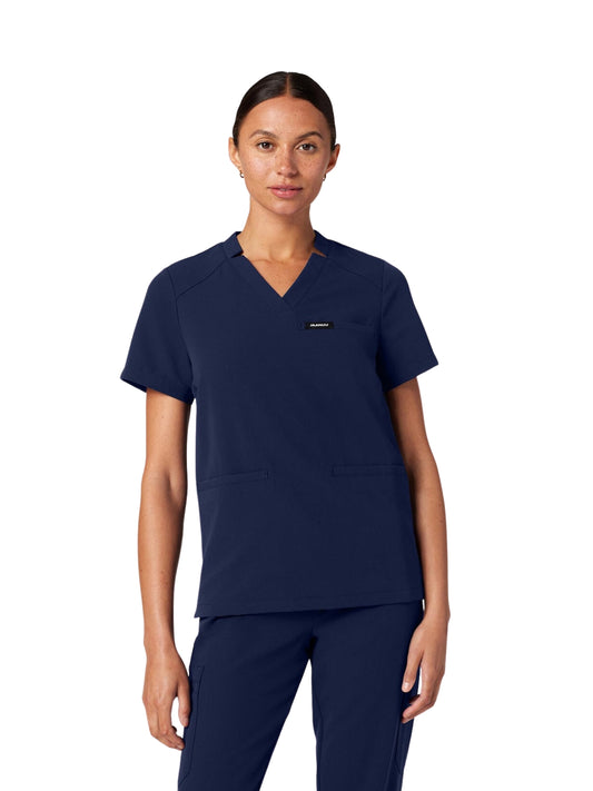 Women's Notched V-Neck Helia Top - W10002 - Midnight Navy