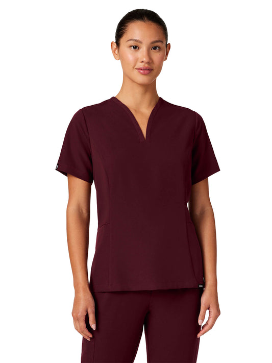 Women's Fit and Flare V-Neck Calix Top - W10003 - Burgundy