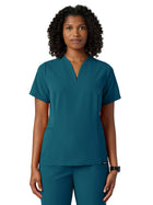 Women's Fit and Flare V-Neck Calix Top - W10003 - Caribbean Blue