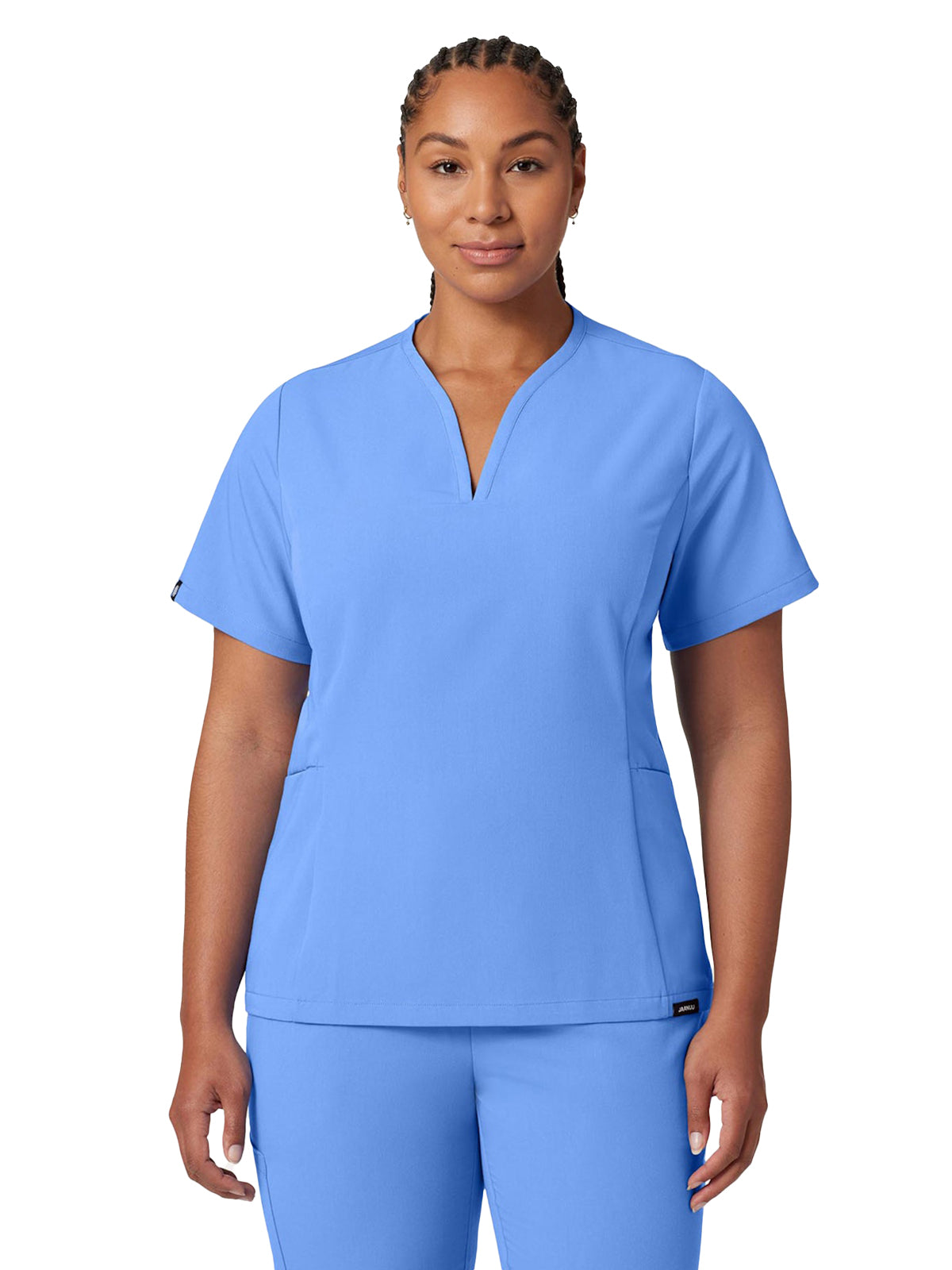 Women's Fit and Flare V-Neck Calix Top - W10003 - Ceil Blue