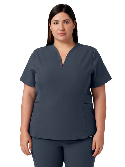 Women's Fit and Flare V-Neck Calix Top - W10003 - Carbon Gray