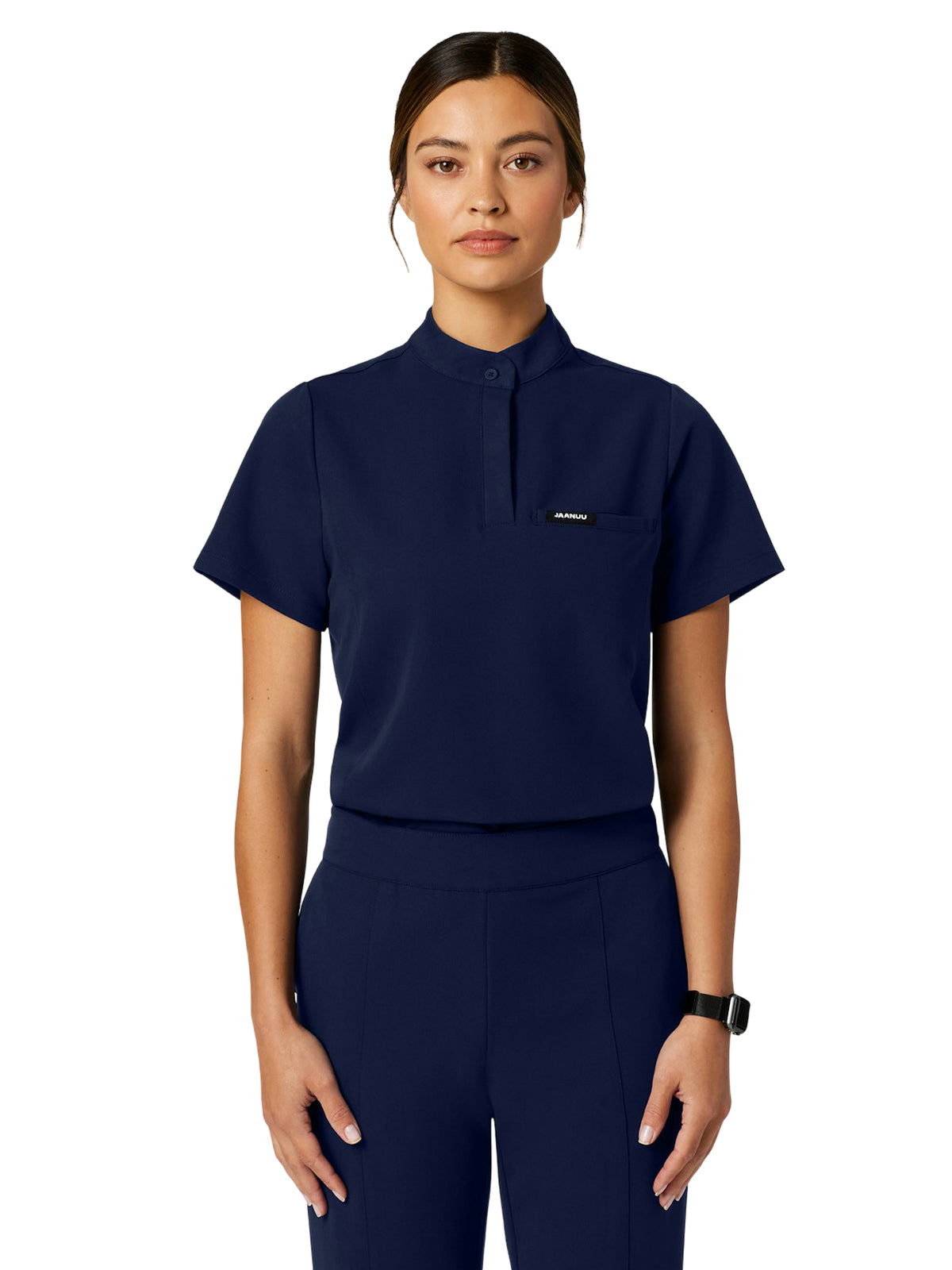 Women's Tuck-In Stand-Collar Savi Top - W10006 - Midnight Navy