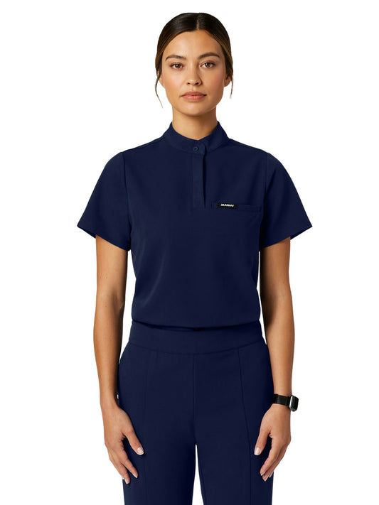 Women's Tuck-In Stand-Collar Savi Top - W10006 - Midnight Navy
