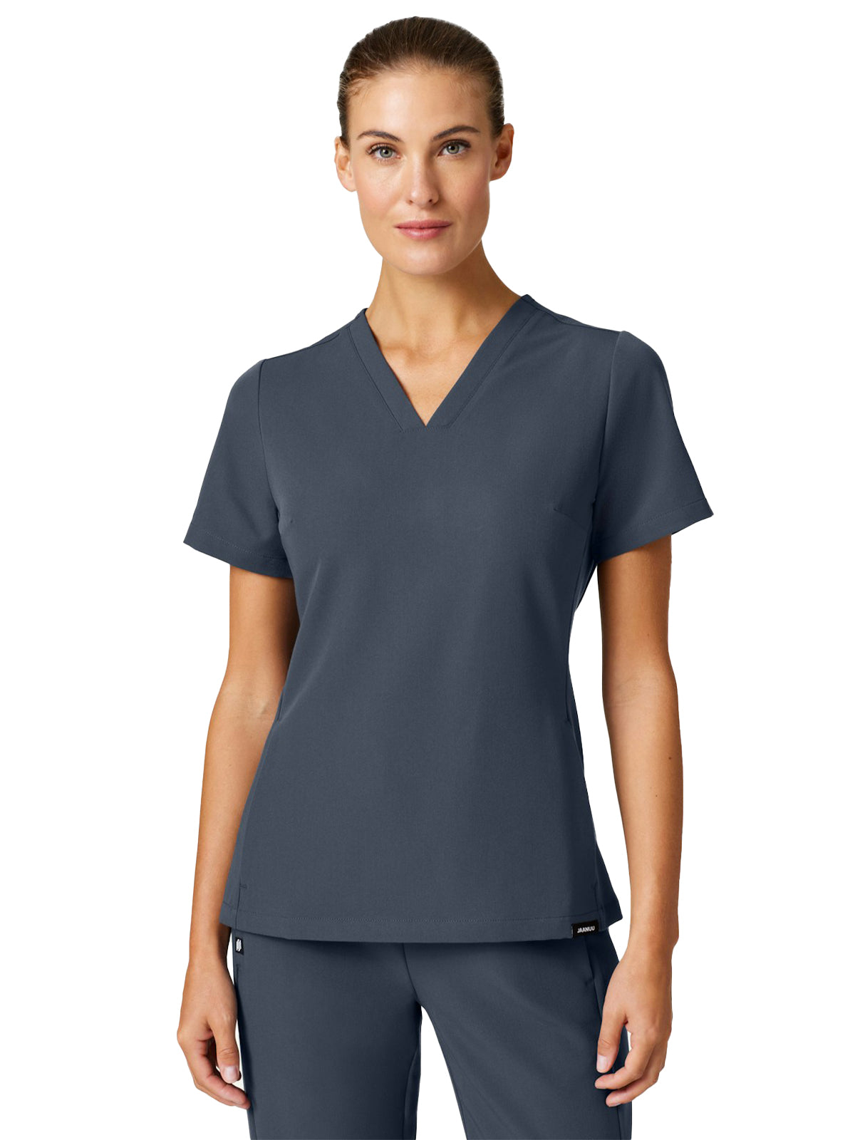 Women's Kissing V-Neck Slim Carte Top - W10009 - Carbon Gray