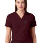 Women's Slim 1-Pocket Overlapping V-Neck Rhena Top - W10013 - Burgundy