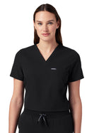 Women's Slim 1-Pocket Overlapping V-Neck Rhena Top - W10013 - Black