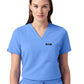 Women's Slim 1-Pocket Overlapping V-Neck Rhena Top - W10013 - Ceil Blue