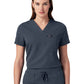 Women's Slim 1-Pocket Overlapping V-Neck Rhena Top - W10013 - Carbon Gray