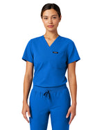 Women's Slim 1-Pocket Overlapping V-Neck Rhena Top - W10013 - Royal Blue