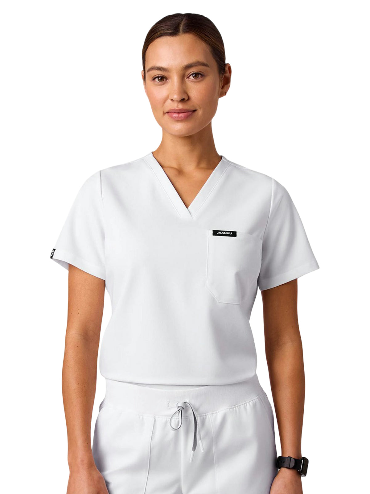 Women's Slim 1-Pocket Overlapping V-Neck Rhena Top - W10013 - White