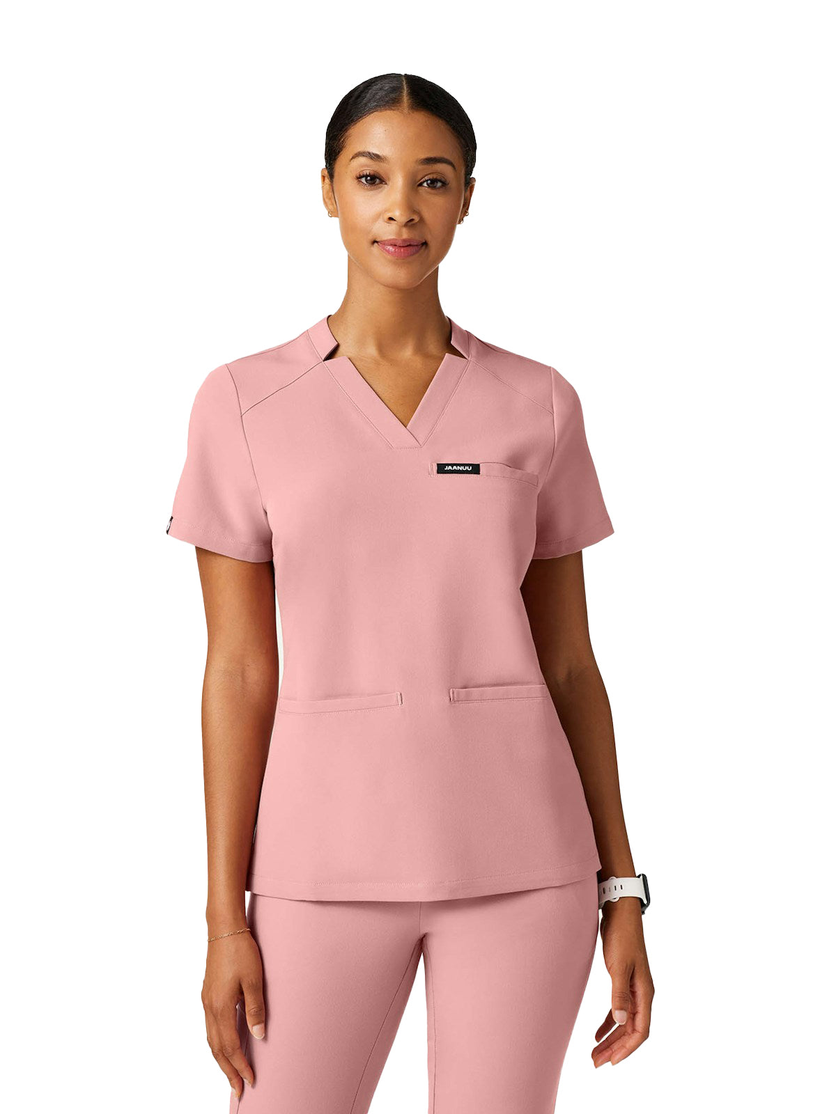 Women's Slim Notched V-Neck Helia Top - W10015 - Mauve