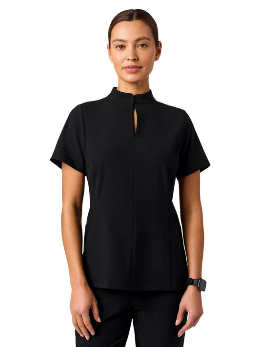 Women's 2-Pocket Aria Fit & Flare Scrub Top - W10039 - Black