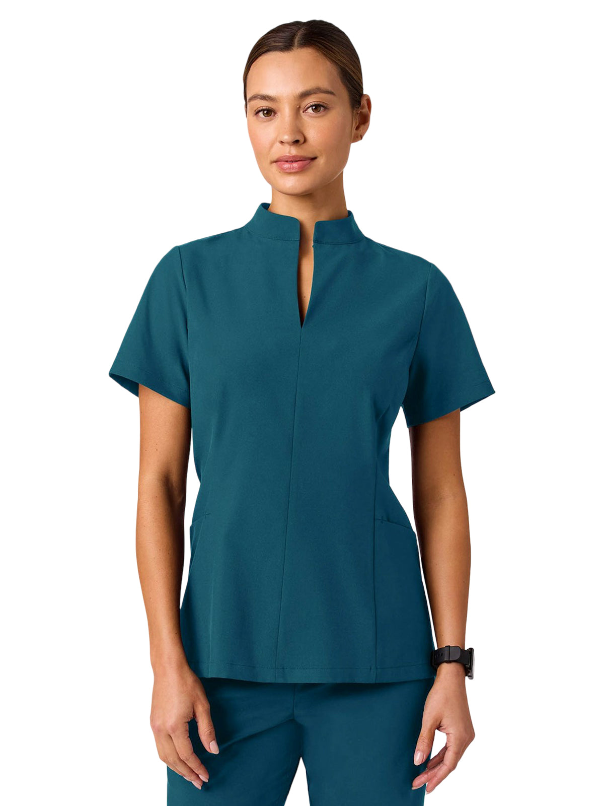 Women's 2-Pocket Aria Fit & Flare Scrub Top - W10039 - Caribbean Blue