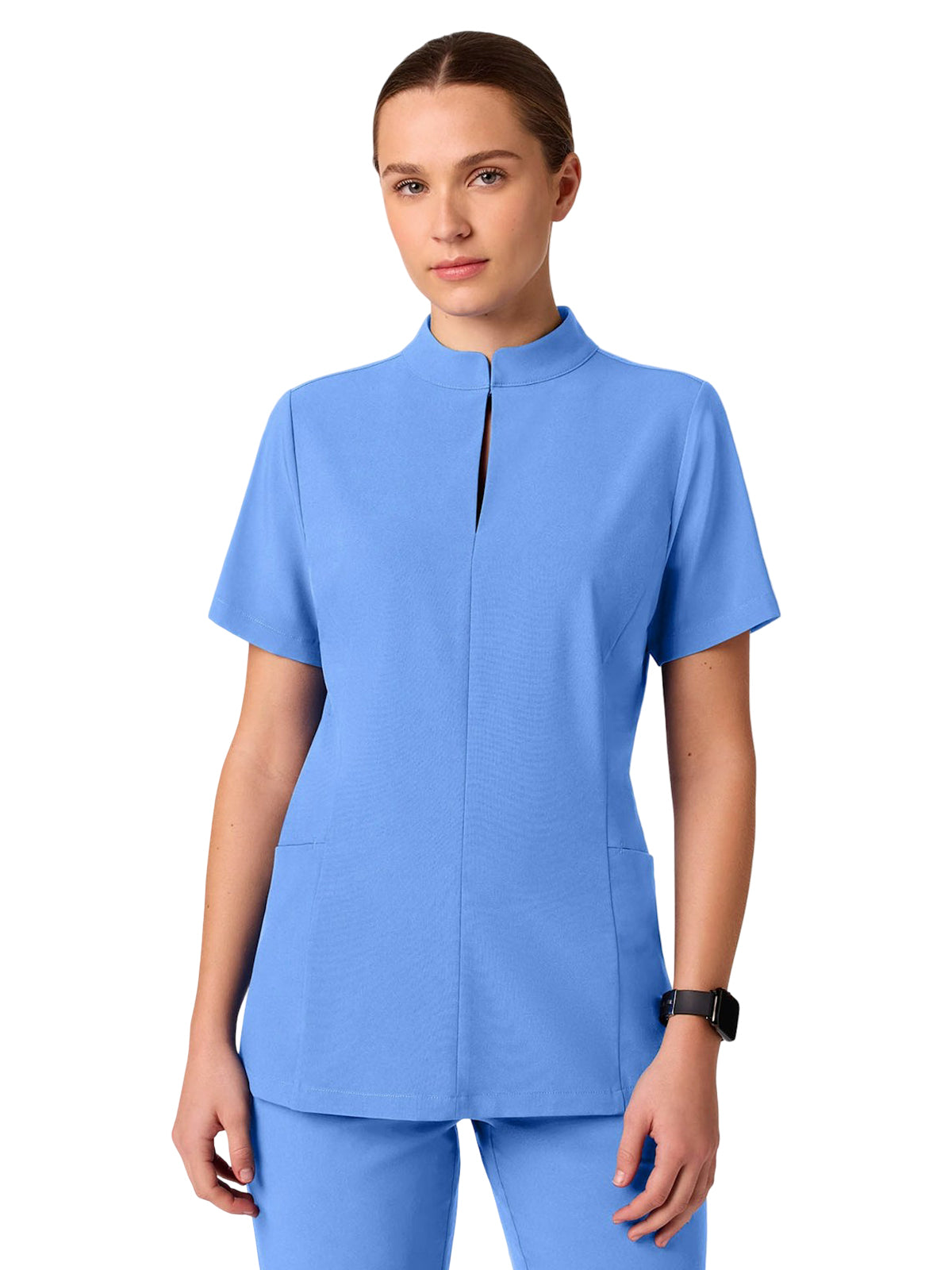 Women's 2-Pocket Aria Fit & Flare Scrub Top - W10039 - Ceil Blue
