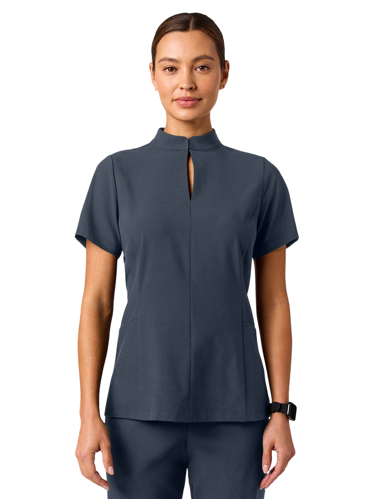 Women's 2-Pocket Aria Fit & Flare Scrub Top - W10039 - Carbon Gray