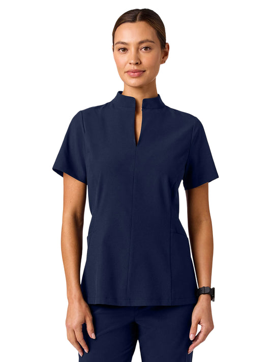 Women's 2-Pocket Aria Fit & Flare Scrub Top - W10039 - Midnight Navy