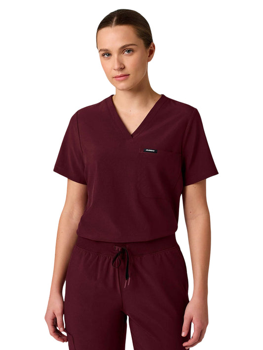 Women's 1-Pocket Rhena Scrub Top - W10040 - Burgundy