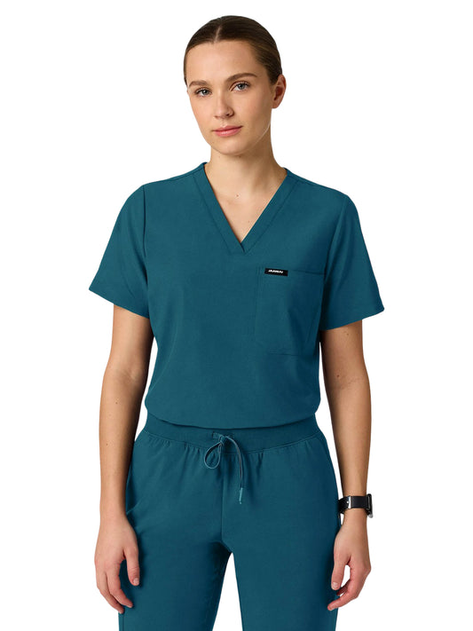 Women's 1-Pocket Rhena Scrub Top - W10040 - Caribbean Blue